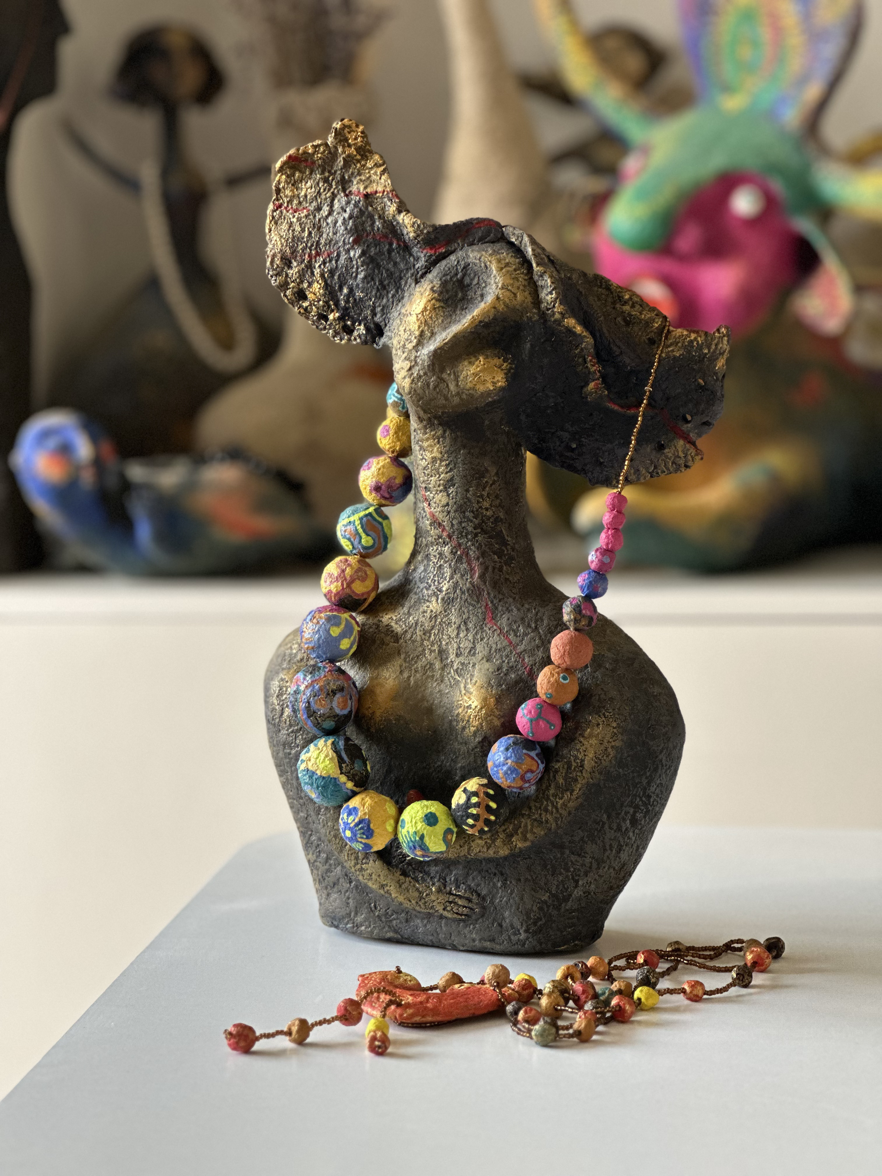 Paper Mache beads created during the course
